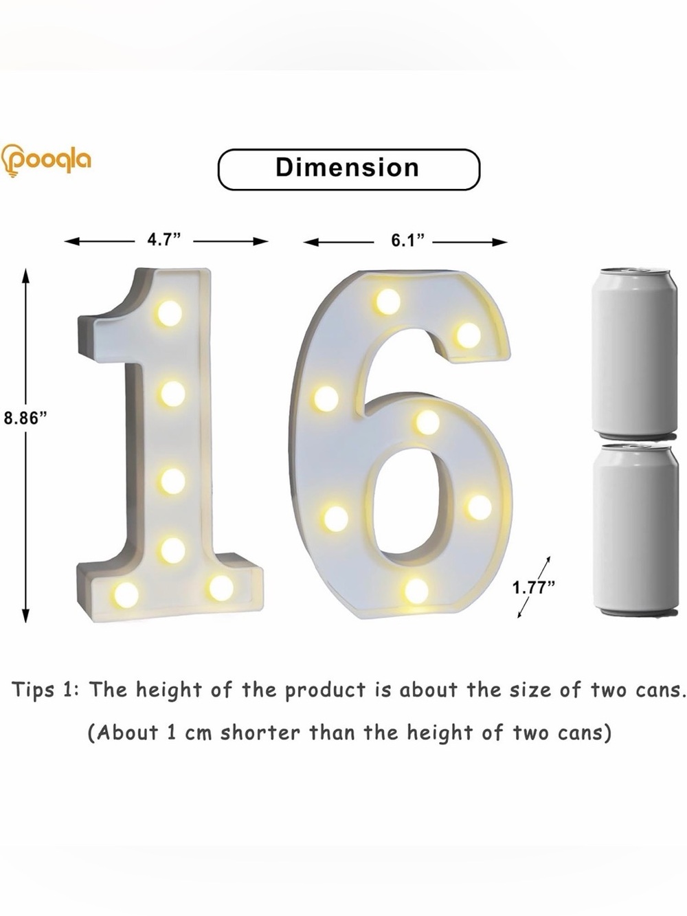 Amazon White LED Marquee Number 16 Party Light- Table Top (8 inches tall)